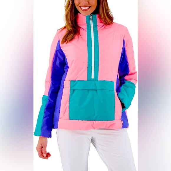 Obermeyer Womens Rhiannon Anorak Jacket Popover Down Filled Pink Size 12 - Picture 1 of 15